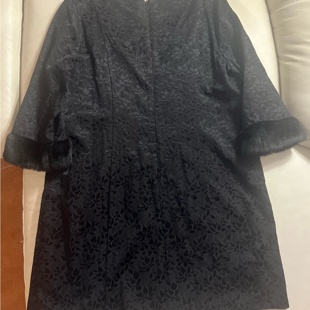 Elegant Black Faux Fur Trimmed Dress
